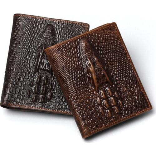 2021 Small Real Leather Wallet Mens Crocodile Short Bio Fold Money Purse Brand Designer Male Slim Walet Leather For Men Gift