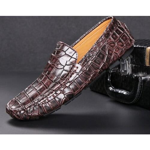 2021 Shoes Man 100% Genuine Leather Man Flat Shoes Casual Loafers Slip On Flats Shoes Moccasins Man Driving Shoes