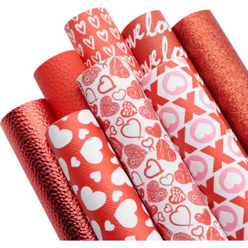 Valentins' Faux Synthetic Leather Set Fabric For Bow-knot Bags Wallet Earring Phone Case Scrapbook DIY,1Yc15233