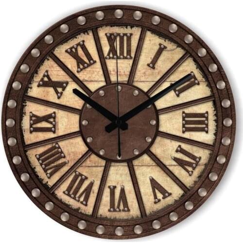 Retro Wall Decor Wall Clock Home Decoration Warranty 3 Years Vintage Decorative Wall Clock Roman Number Living Room Decoration