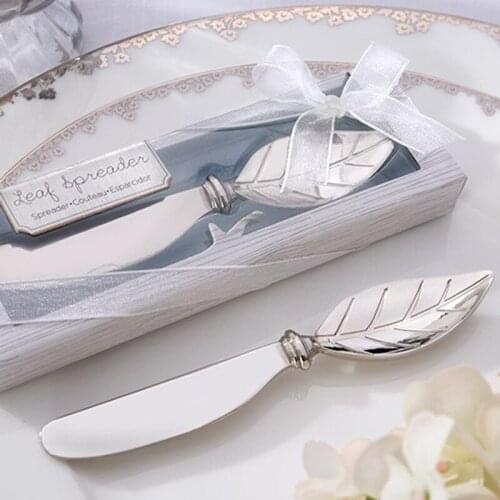 New arrival Chrome Leaf Spreader Butter Cake Knife 24PCS/LOT Bridal Shower Wedding favors and gifts
