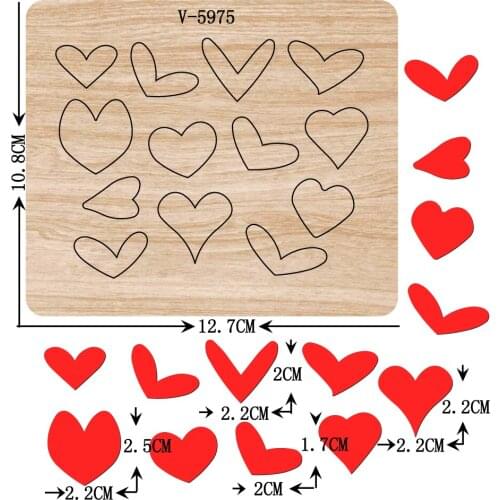 New Love heart wooden dies cutting dies for scrapbooking Multiple sizes V-5975