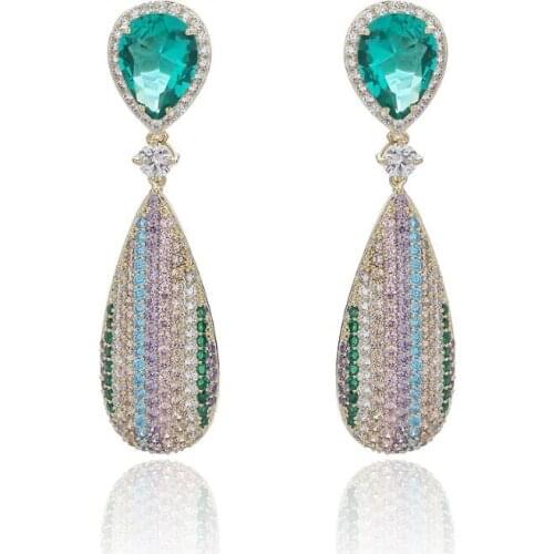 New Cubic Zircon Drop Earrings for Wedding, Crystals Dangle Earring for Bride, Women Girl Gift CE10909