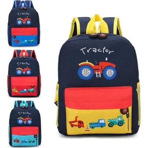 New Kindergarten Cute Boy Girls Lightweight School Bag Children Cartoon Car World Backpack Fashion Kids Nylon Waterproof Bookbag