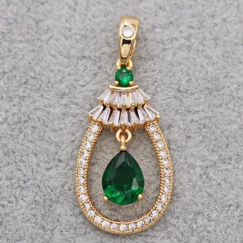 Trendy Oval Pendant for Women white Gold Plated Waterdrop Zirconia Red Green Necklace Pendant Fashion Wedding Jewelry Accessori