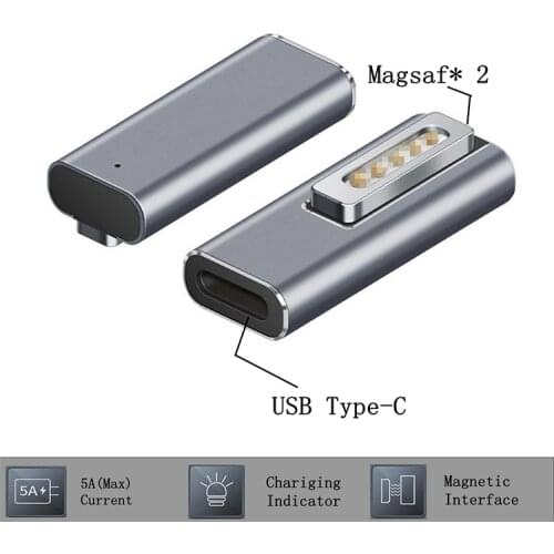 USB C to Magsaf* 2 Converter Adapter For Apple MAC Notebook Type-C Female to Magnetic male Laptop Conversion plug