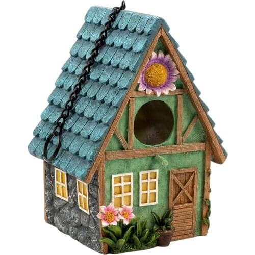 Resin ing Birdhouse for Outside Garden Bird House Bird Nesting Nest Box for Small Birds