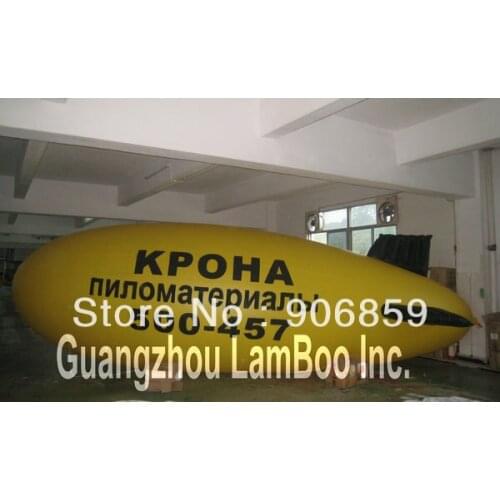 Hot Yellow Inflatable Advertising Blimp with Black Fins/Logo can be put on/Inflatable Zeppelin Airship/DHL Free Shipping