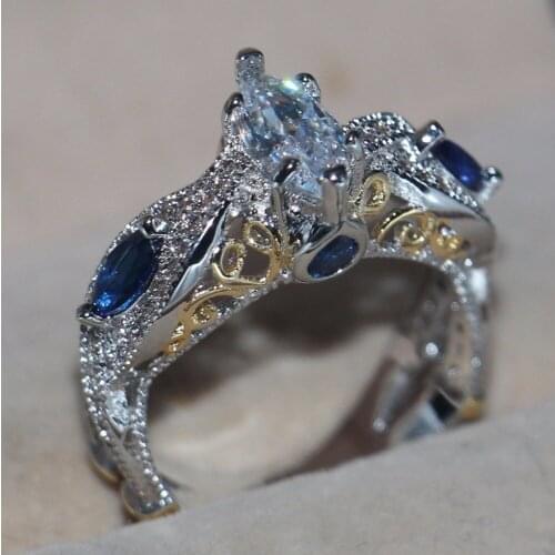 Pear Cut Horse eye Luxury Jewelry 10KT White Gold Filled 3CT Clear 5A CZ Zirconia Wedding Women Band Ring For Lover Gift Sz 6-9