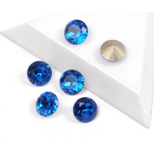 YANRUO 1357 High Quality Glitter Crystal Stones Capri Blue Color Brilliant Cut Shape Shing Rhinestone 3D Glass For Nail Art Gems