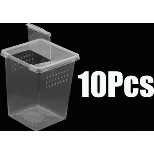 10x Clear Plastic Insect Habitat Feeding Box Case Container Tank 8x8x11cm
