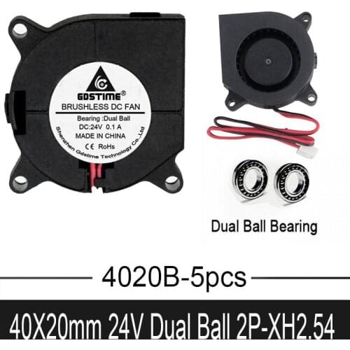 5Pieces Gdstime 3D Printer Blower 40mm x 20mm 4cm 2Pin 24V DC Cooling Cooler Fan