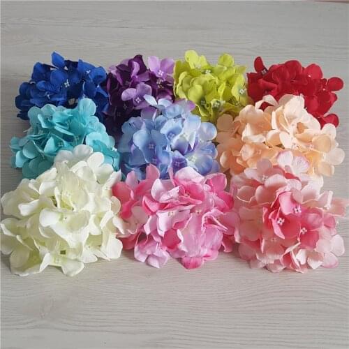 50PCS 14Colors 15CM Artificial Decorative Silk Hydrangea Flower Heads DIY Wedding Wall Arch Hair Flower Home accessory props