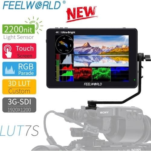 FEELWORLD LUT7S 4K Monitor 7 Inch on Camera DSLR Field Monitor 2200nits 3D LUT Touch Screen 3G-SDI HDMI 1920x1200 Video Cameras