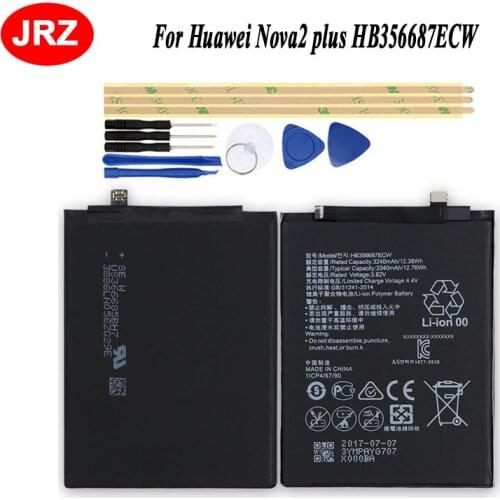 JRZ For Huawei Nova 2 plus HB356687ECW Phone Battery For Huawei Nova2 plus HB356687ECW 3340mAh Hight Capacity Smartphone Battery