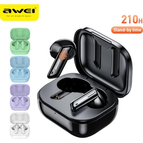 AWEI True Wireless Stereo HiFi Earphones Handsfree Bass Type-C Headset Sport Earphones With Mic Half In-ear For iPhone Xiaomi