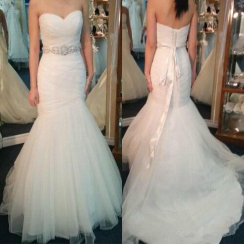 Boho corset mermaid Wedding Dresses crystal sash Off The Shoulder Sweep Train 2019 Beach Bohemian Bridal Gowns