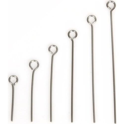 200pcs Stainless Steel Eye Head Pins 15 20 25 30 35 40mm Silver Color Eye Pins for DIY Jewelry Findings
