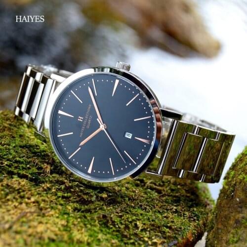 HAIYES Simple Quartz Ultra thin Men Watch Top Brand Full Steel Waterproof Men Dress Wrsit Watches Relogio Masculino