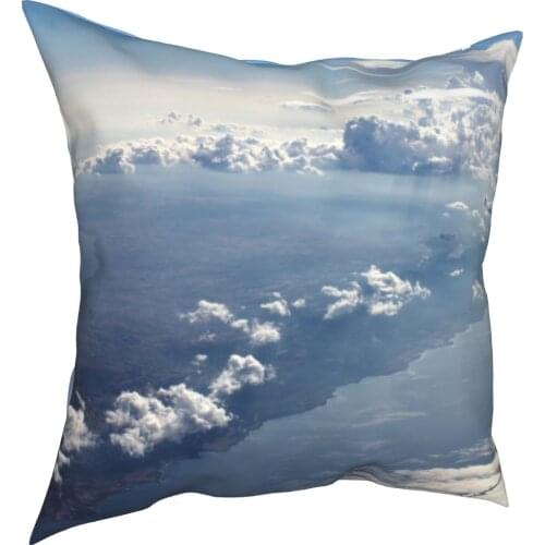Blue sky white cloud 3D printed pillow case simple style linen pillow case hugging sky home decoration pillow case