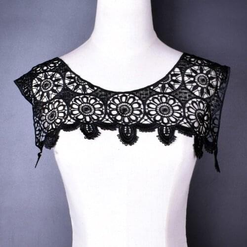 Black Lace Fabric Floral Embroidered Hollow Neckline Collar Applique Decorated DIY Crafts Clothing Sewing Supplies
