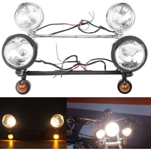 Motorcycle Driving Bar Turn Light Fog Spot Light Universal Bracket lamp Fit For Harley Yamaha V-Star XVS 650 950 1100