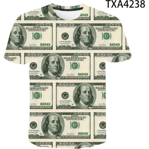 New Summer USD 3D T shirt Men Women Children Money T-shirt Gothic dollar print Funny Tee Boy Girl Kids Street Hip Hop Tee Tops