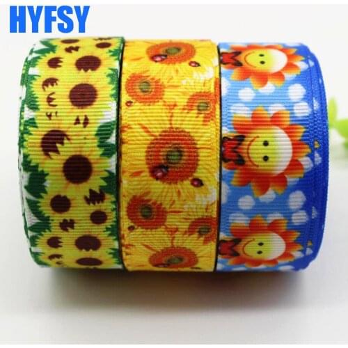 Hyfsy 10059 22mm Sunflower ribbon cartoon 10 yards DIY gift packaging handmade headwear Grosgrain tape