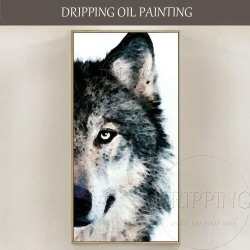Skilled Artist Hand-painted High Quality Animal Wolf Oil Painting on Canvas Modern Decor Painting Animal Wolf Head Oil Painting