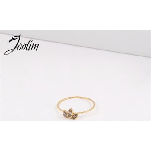 Joolim High End 18K Gold PVD Fashion Set Auger Fine Individual Pen Rings for Women Stainless Steel Jewelry Wholesale