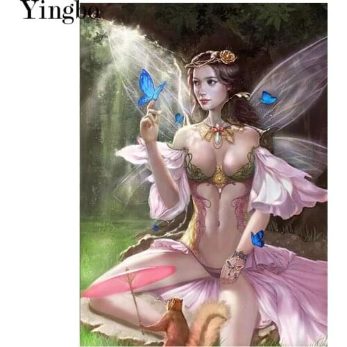 Sexy butterfly fairy and squirrel Diamond Painting Full Square/Round 5D DIY Embroidered Mosaic Picture Artist Home Decoration