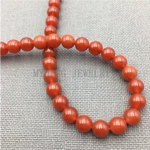 MY0066 Nature Bright Smooth Orange Stone Beads,Round Drilled Banded Loose Beads,15.5" Bracelet Necklace Making