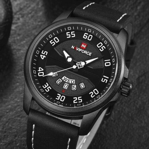 NAVIFORCE Fashion Brand Men Watch Casual Leather Quartz Analog Wrist Watches Waterproof Auto Week Date Clock Relogio Masculino