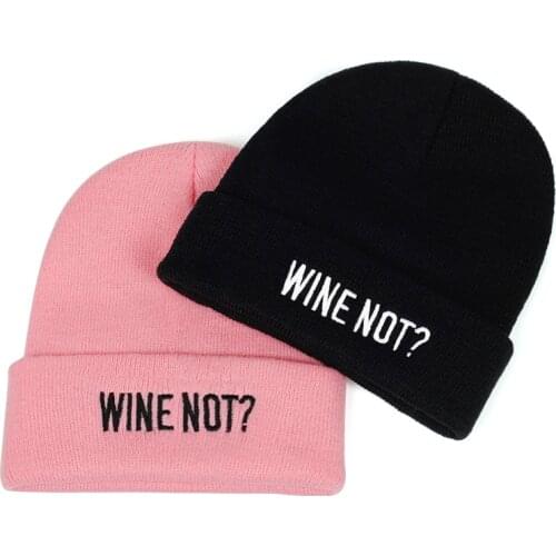 2019 new WINE NOT embroidery Skullies Beanies Winter Hats For Men Scarf Knitted Hat Women Male Gorras Warm Beanie Hat Cap