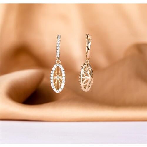 2020 Jennifer New Drop Earrings 585 Rose Gold Women Romantic Fashion Jewelry White Round Natural copper Ear