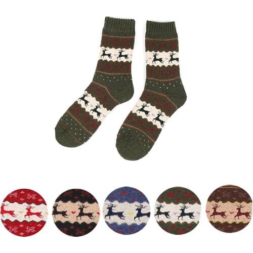 New Christmas Deer Design Tube Wool Sock Casual Warm Autumn Winter Knit Thick Socks Halloween Christmas Decoration FY0008