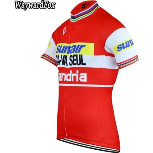 NEW Summer mens Red cycling jerseys short sleeved classic Cycling clothing bike Jersey wear ropa Ciclismo