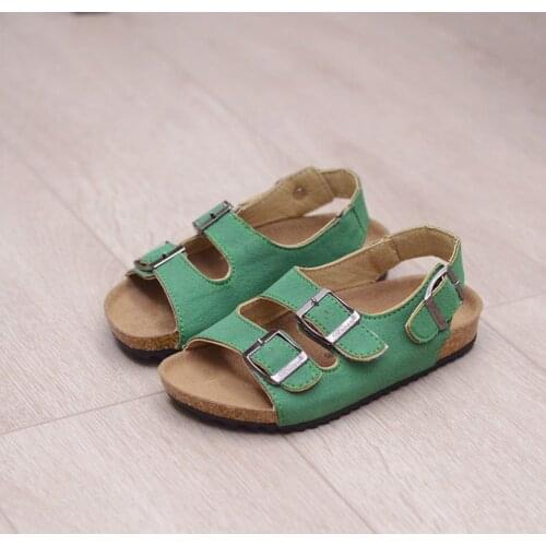 Ortoluckland Children Buckle Cork Sandals Kids Boys Beach Flat Slippers Baby Girls Summer Breathable Non Slip Shoes