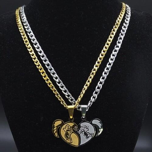 2pcs Fashion Angle Stainless Steel Chain Necklace Women Golod and Silver Color Couple Necklace Jewelry colgante N19776S05