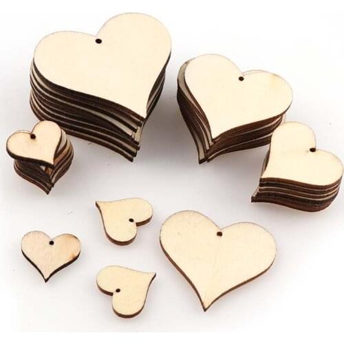 Mixed size DIY Perforated wooden heart patch Crafts Scrapbooking Supplies Wedding DecorationHand-made Graffiti Buttons