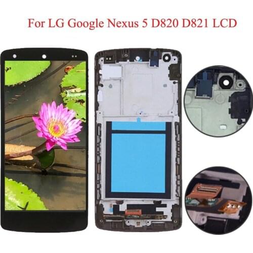 Tested 4.95" Display For LG Google Nexus 5 LCD Touch Screen Display With Frame Replace Digitizer Assembly For LG 820 D821 LCD