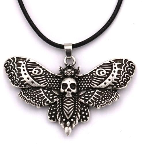 Retro Gold / Silver Color Skeleton Death Moth Pendant Necklace Animal Insect Necklace Punk Jewelry Unisex Birthday Present