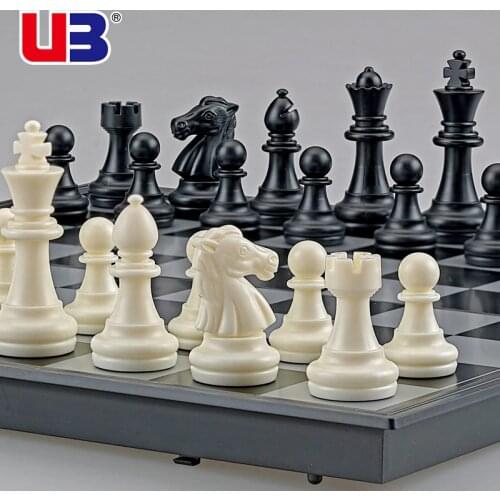 Chess large magnetic black and white gold and silver chess pieces folding chessboard training game chess