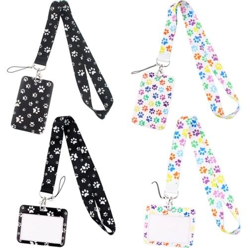 ER833 Dog Paw Print Lanyard For Key Neck Strap Lanyard Card ID Badge Holder Key Chain Key Holder Hang Rope Key Rings Gifts