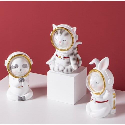 Nordic Creative Cartoon Resin Animal Astronaut Sculpture Ornaments Home Living Room Wine Cabinet Statue Crafts Kid Birthday Gift