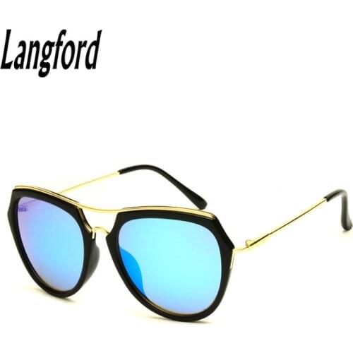 Langford prescription sunglasses woman double Bridge fashion Polarized vintage sunglasses gold mirror lens