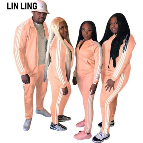 LINLING Sport Comfort Side Panel Solid Orange Long Sleeve Cardigan + Pants Two Piece Set