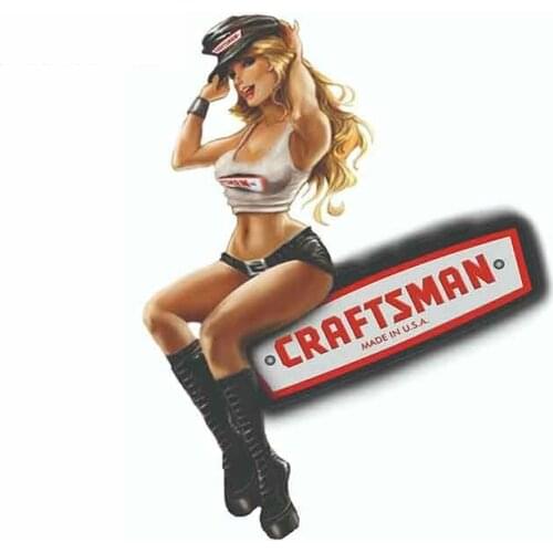 Szwl Craftsman Tool Car Sticker Harley Girl Pinup Sexy Vintage Decal Mechanic Toolbox Usa Waterproof Vinyl,13cm*10cm