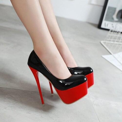 Sexy Extreme High Heels Platform Shoes patent leather stiletto platform heels fashion Nightclub wedding shoes women pumps Size42