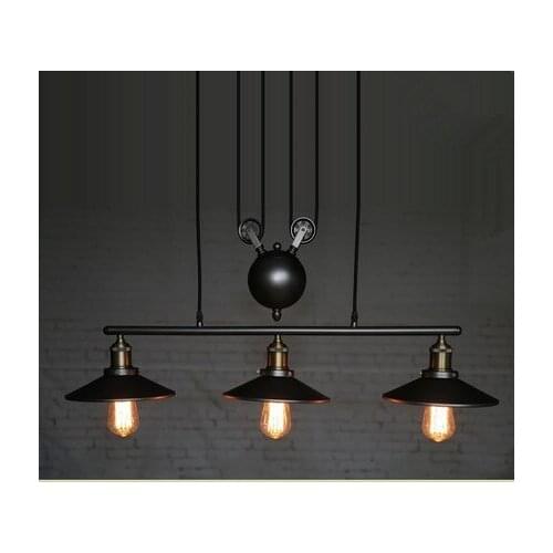 Loft Vintage Pendant Lights Iron Pulley Lamp Bar Kitchen Home Decoration E27 Edison Light Fixtures Free Shipping hanging lamp